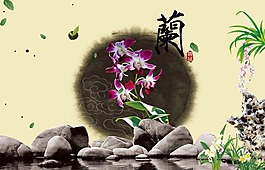 中國風展板掛畫蘭花