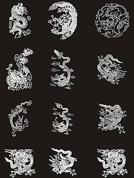 矢量龍紋線條對(duì)象圖片