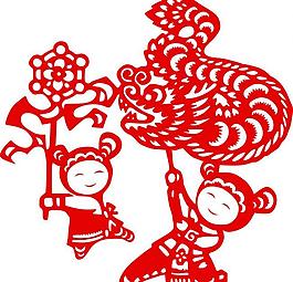 2012龍年舞龍剪紙圖片