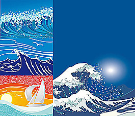 藍(lán)色海浪主題矢量素材