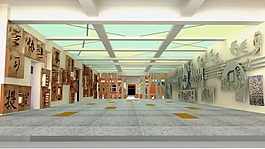 學(xué)校大廳校園文化墻3D效果圖源文件