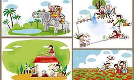 兒童畫(huà) 卡通畫(huà) 一家人圖片