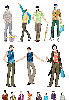 活力阳光男孩矢量插图_02