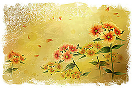 橘黃色鮮花背景psd素材