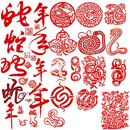 傳統(tǒng)蛇年剪紙設計psd分層素材