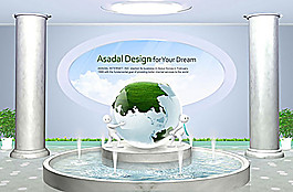 3d小人噴水池psd素材