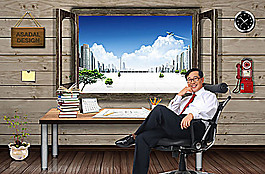 休閑辦公室psd素材