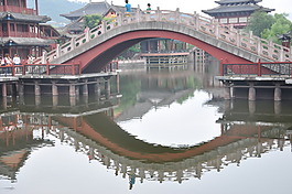 古代建筑 拱形橋高清倒影