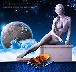 天空女人雕像psd素材