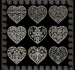 金色愛心花紋圖片