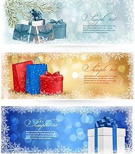 雪花禮盒節日banners 橫幅圖片