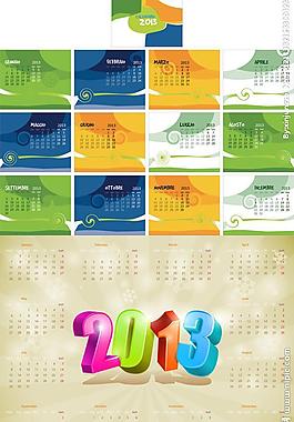 精美2013年歷日歷矢量圖圖片