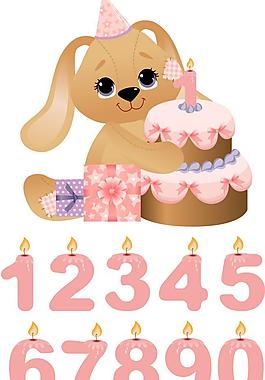 嬰兒寶寶生日數字蛋糕卡特熊圖片