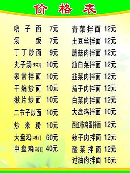 价格表图片