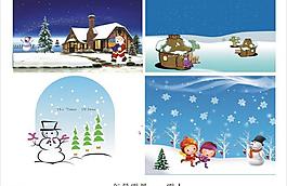 矢量雪景 卡通雪人图片