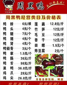 周黑鴨價目表圖片