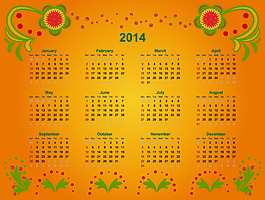 2014花紋年歷矢量素材
