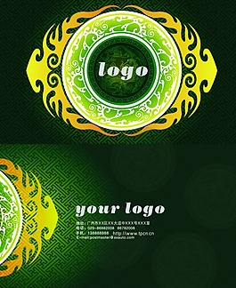 中國風綠色古典花紋