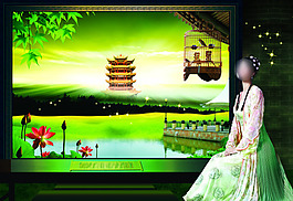 赏景美女