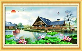 風景山水壁畫