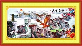 最新款中堂畫壁畫素材下載