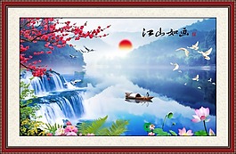 山水風景畫素材下載