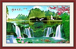 山水墻畫素材下載