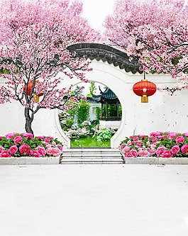 中國風建筑背景