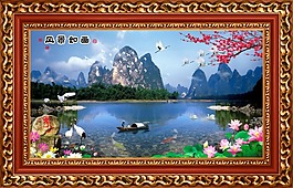 新款中堂 壁畫素材下載