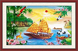 中堂画 一帆风顺素材下载