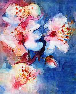 桃花油畫