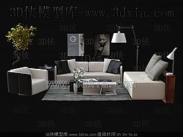 簡約風(fēng)格沙發(fā)組合室內(nèi)設(shè)計3dmax源文件