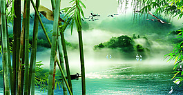 綠竹山水畫圖片 大自然美景圖