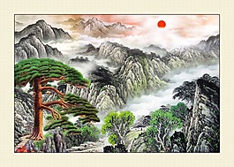 迎客松中堂畫