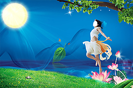 唯美月色人物風(fēng)景PSD分層模板