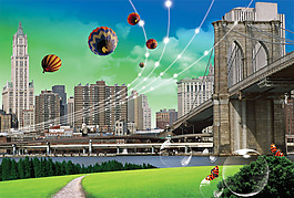 美國城市建筑景觀PSD分層模板