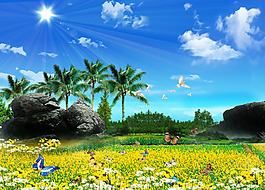 高清自然風景PSD分層模板