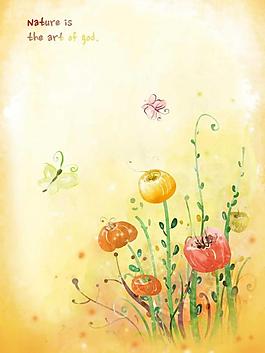油畫花叢圖片