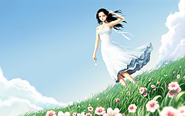 清新少女背景圖