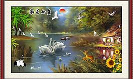 中堂畫 油畫圖片