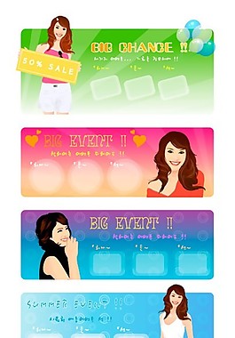 美女banner广告矢量素材