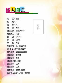 個人簡歷圖片