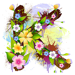 K花朵字母
