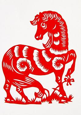 剪纸马图片