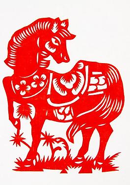 剪纸马图片
