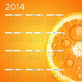 2014日历日历设计挂历设计橙水滴