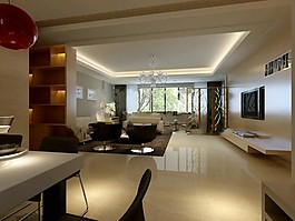 现代客厅效果图模型