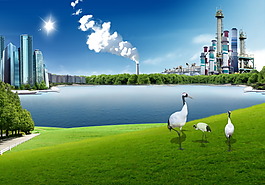 仙鹤图外景影楼背景图