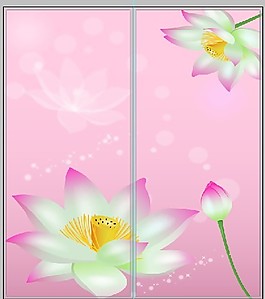 荷花玻璃移門圖