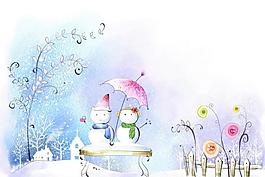 冬季唯美插畫圖片